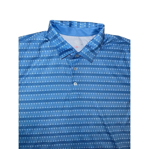Men's Southern Tide partial button front S/S Polo Shirt  XXL Golf Balls Tees AOP - Picture 1 of 10